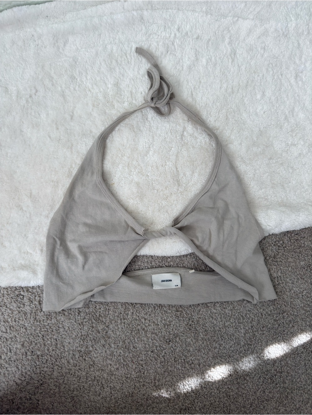 Joah Brown Light Taupe Halter Crop Top
